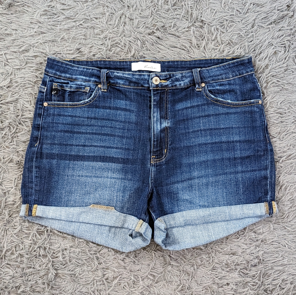 Kancan Jean Shorts Women's 2xl Dark Wash Jillian High Rise Stretch Denim